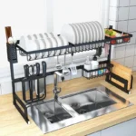 Escurridor de acero inoxidable para fregadero de cocina estante de almacenamiento para secado de vajilla escurridor 3
